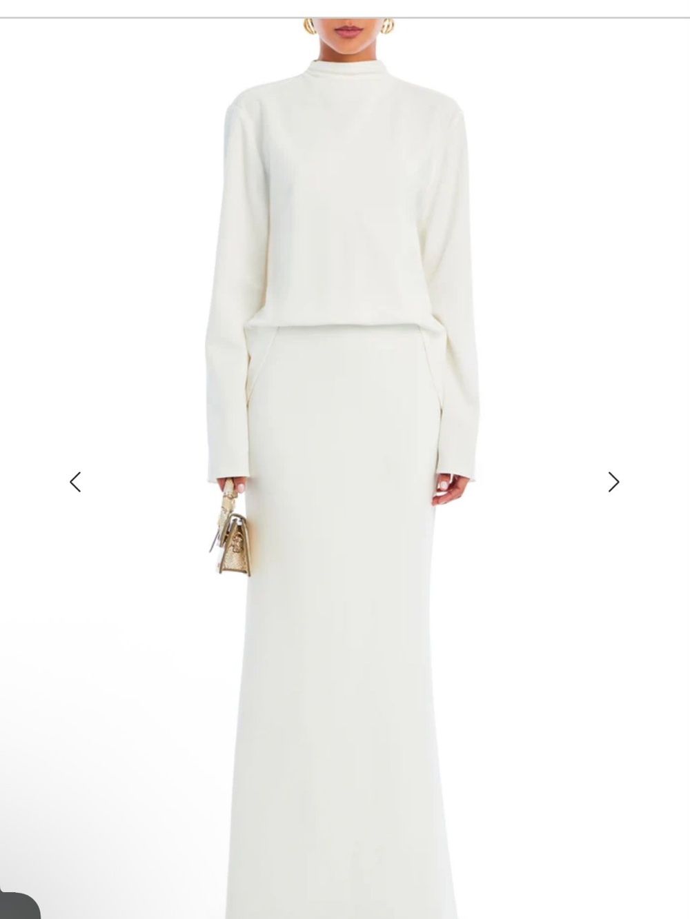Seroya ANGEL GOWN Small White Maxi Drape Long Sleeve Dress Small